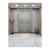 Çift Mekanizmalı Gri Çizgili Desenli Tül ve Beyaz Stor Perde - İthal Mat Polyester 50 x 200