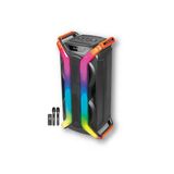 Çift Mikrofonlu Karaoke Seti Dev 8X2 İnç Bluetooth Kule Hoparlör Rgb Led Işıklı Kumandalı