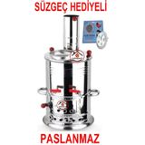 Çift Musluklu Odunlu Kömürlü Çay Semaveri Odunlu Kömürlü Paslanmaz Semaver 5 Litre