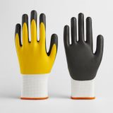Çift Nitril (Sarı-Siyah) No: 10 L Beden Polyester Double Nitril İş Güvenlik İnşaat Eldiveni