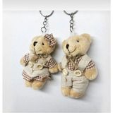 Çift Peluş Ayıcıklı Anahtarlık Sevimli Kız ve Erkek Oyuncak Ayıcık 12cm Hediyelik Peluş