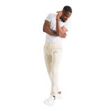 Çift Pileli Regular Fit Beli Lastikli İplikli Yazlık İnce Kumaş Erkek Jogger Pantolon KREM 54
