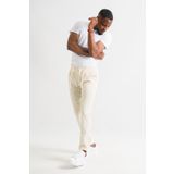 Çift Pileli Regular Fit Beli Lastikli İplikli Yazlık İnce Kumaş Erkek Jogger Pantolon KREM 56