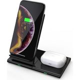 Çift Qi Kablosuz Şarj Cihazı Standı Wireless Şarj Telefon, Kulaklık, Akıllı Saat