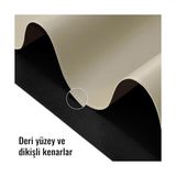 Çift Renk Dikişli Pu Deri Masa Matı 80X40 cm Mousepad, Su Geçirmez Masa Sümeni, Çift Taraflı Kullanım, Dizüstü Bilgisayar/ofis/ev Için, Kaymaz Taban (Bej ve Kahverengi) - Standart