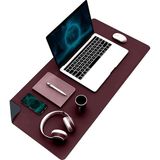 Çift Renk Dikişli Pu Deri Masa Matı 80X40 cm Mousepad, Su Geçirmez Masa Sümeni, Çift Taraflı