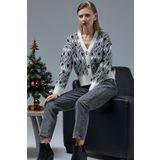 Cift Renk Dugmeli Kalin Triko Hirka - Kemik