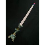 Çift Renkli Alevli Kar Masalı Şamdan Mumu 20 Cm (pembe)