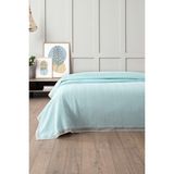 Çift Renkli Kopanaki Dantelli Çift Kişilik Waffle PIKE-210X230 Cm-Petek Pike - Bebe Mavisi