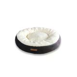 Çift Renkli Simit Kedi ve Küçük Irk Köpek Yatağı – Çıkarılabilir Yastıklı, Yıkanabilir, Yumuşak Velsoft & Polar Kumaş, 55 cm