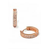 Çift Sıra Arkası Önü Zirkon Taşlı Gümüş Rose Halka Cift Küpe 1.4cm