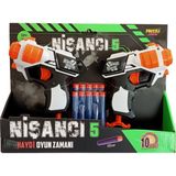 Çift Tabancalı Sünger Dart Atan Tabanca Seti 10 Dartlı Nerf Tabanca Modeli Nişancı 5 - Renkli