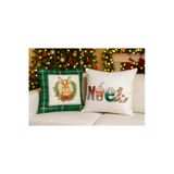 Çift Tarafı Baskılı Candy Christmas Desenli 2'Li Set Kadife Kırlent Kılıfı Yılbaşı - Noel