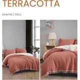Çift Taraflı %100 Pamuklu 4 Katlı Müslin Çift Kişilik Yatak Örtüsü 220X230 cm - Kiremit - 220 x 230 cm