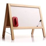Çift Taraflı 38X43 cm Masaüstü Yazı Tahtası, Manyetiksiz, Pratik Kullanım - Ahşap - Bej - Seçenek 1