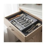 Çift Taraflı Açılır Çekmece Içi Kaşıklık ve Organizer - Modüler Sürgülü Mutfak Düzenleyici - Açık Gri ve Renk - Kapalı 31 cm Açık 52 cm - Kestane Akaju - Option-1