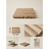 Çift Taraflı Ahşap Nihale - Dekoratif Tencere, Tava ve Çaydanlık Altlığı (15X15 Cm)