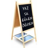 Çift Taraflı Ayaklı Yazı Tahtası 45X105 Cm, Eğitim ve Yazı Için Uygun, Beyaz Renk - Ahşap - Beyaz - Seçenek 1