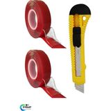 Çift Taraflı Bant Silikonlu Süper Çivisiz Bandı ve Maket Bıçağı 1 Adet 18MM x 2 Metre E