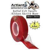 Cift Tarafli Bant Silikonlu Super Guclu Civisiz Montaj Bandi 5 Adet 18Mm X 2 Metre Extra Yuksek Mukavemetli