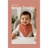 Çift Taraflı Bebek Önlüğü ( Önlük Mama Önlüğü Salya Bezi) - Kiremit - Standart