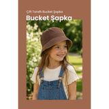 Çift Taraflı Bucket Çocuk Şapka Uv Güneş Korumalı - Kahverengi - Krem - 3 - 6 Yaş
