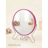 Çift Taraflı Büyüteçli Şık Tasarımlı Stantlı Masa Üstü Makyaj Aynası (Ayna kısmı 14,5cm)