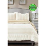 Çift (Taraflı) Kişilik Kürk Yorgan Dolgulu Peluş Yumuşak Wellsoft Yatak Örtüsü 3 Parça Set - 100 x 100 cm - Çok Renkli