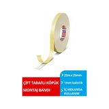 Çift Taraflı Köpük Bant, Genel Amaçlı, 25m x 25mm
