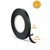 Çift Taraflı Köpük Bant Siyah 10 Mm X 10 Metre – 1,5 Mm Kalınlık Eva Sünger Bant, Güçlü Yapışkanlı Montaj Ve Sızdırmazlık Bandı