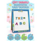 Çift Taraflı Manyetik Yazı Tahtası 43 Parça Eğitici Magnet Harfler 17 Parça Sayılar Oyun Seti