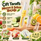 Çift Taraflı Meyve Sebze Bıçağı, Soyacak Uçlu, Paslanmaz Çelik, Koruma Kılıflı 2'Si 1 Arada Ptt0013