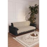 Çift Taraflı Pamuklu Kaymaz Koltuk Örtüsü 170X220cm - Bej Çok Amaçlı Örtü Pike Koltuk Şalı