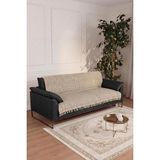 Çift Taraflı Pamuklu Kaymaz Koltuk Örtüsü 170X220cm - Bej Çok Amaçlı Örtü Pike Koltuk Şalı
