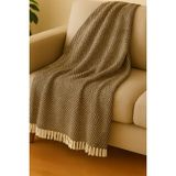 Çift Taraflı Pamuklu Koltuk,çekyat,berjer Örtüsü Şalı Kanepe Kılıfı / Şık Tasarım 170X210 - 170 x 210 cm - Kahverengi