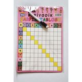 Çift Taraflı Periyodik Çarpım Tablosu Tahta Yazı Pano 30X21CM Pembe - Ahşap - Bej - Seçenek 1