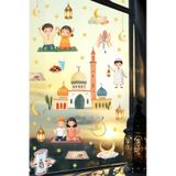 Çift Taraflı Ramazan Ayı Cam Sticker Seti Çocuklar İçin Eğitici Ramazan Pencere Süsü Ve 74 Parça Dijital Baskı