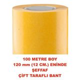 Çift Taraflı Şeffaf Sarı Bant 100 M. Uzunlukta 120 mm Eninde