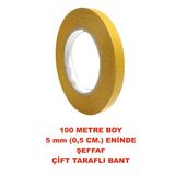 Çift Taraflı Şeffaf Sarı Bant 100 M. Uzunlukta 5 mm Eninde