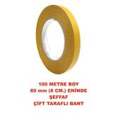 Çift Taraflı Şeffaf Sarı Bant 100 M. Uzunlukta 8 mm Eninde