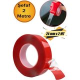 Çift Taraflı Silikon Bant Montaj Bandı Şeffaf 24 Mm X 2 Metre Güçlü Çok Amaçlı Yapıştırıcı 1 Adet
