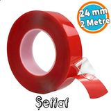 Çift Taraflı Silikon Bant Montaj Bandı Şeffaf 24 Mm X 2 Metre Güçlü Çok Amaçlı Yapıştırıcı
