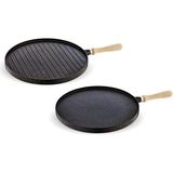 Çift Taraflı Siyah Grill ve Gözleme Tava, Pratik Kullanım ve Dayanıklı Tasarım - Seçenek 1 - Açık Beyaz - Gri