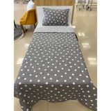 Çift Taraflı Tek Kişilik Kapitone Yatak Örtüsü Takımı Zincir Yıldız Füme - 160 x 235 cm