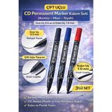 Çift Uçlu CD Permanent Marker 3'lü Set (Kırmızı – Mavi – Siyah) | İnce Uç 0.5 mm & Kalın Uç 1.0 mm 95612374155