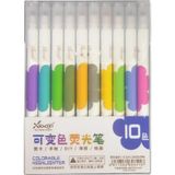 Cift Uclu Silinebilir Fosforlu Kalem 10 Renk X-414