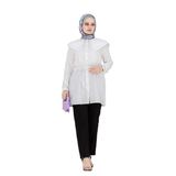 Çift Yaka Dantelli Tunik-Beyaz