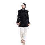Çift Yaka Dantelli Tunik-Siyah