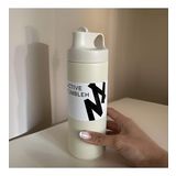 Çift Yalıtımlı Pipetli 550ML Stainless Steel Vakumlu Termos (Beyaz)