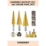 Çift Yiv Sistemli Çatlatmadan Kesim Kademeli Matkap Ucu Sac Delme Panç Seti